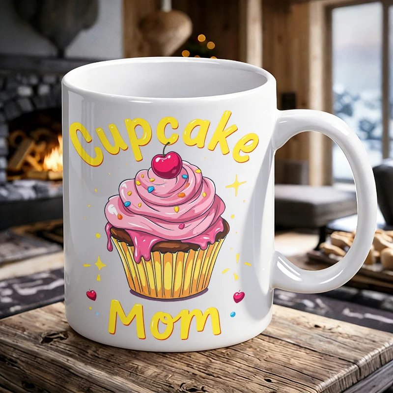 Cup & Mug Set, Cupcake Mom Sweet Cartoon Ceramic Mug, Coffee Cup, Milk Cup, Office Tea Cup, Drinking Cup, Gift for Friends