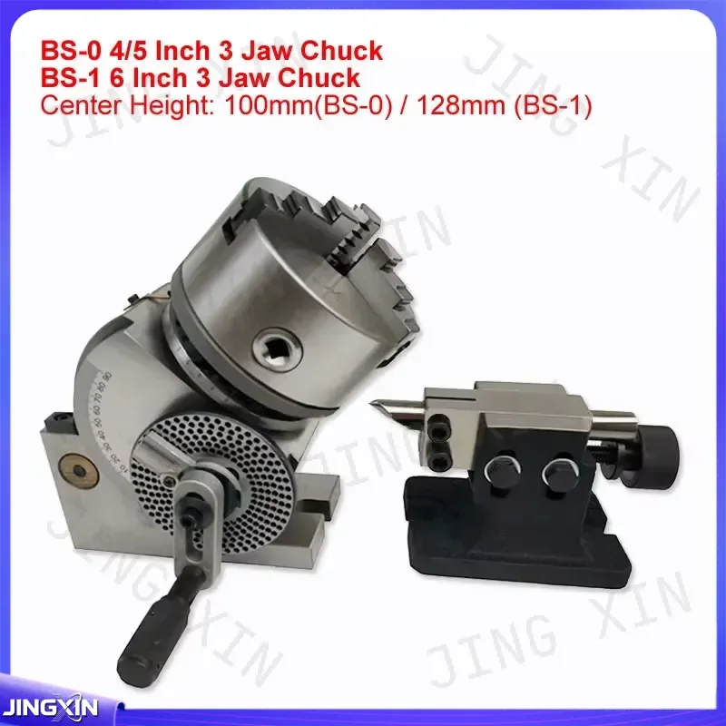 custom for BS-0 Universal Dividing Head 4 Inch 5 Inch CNC Rotary Axis 3 Jaw Chuck 100mm 125mm Tailstock for CNC Router