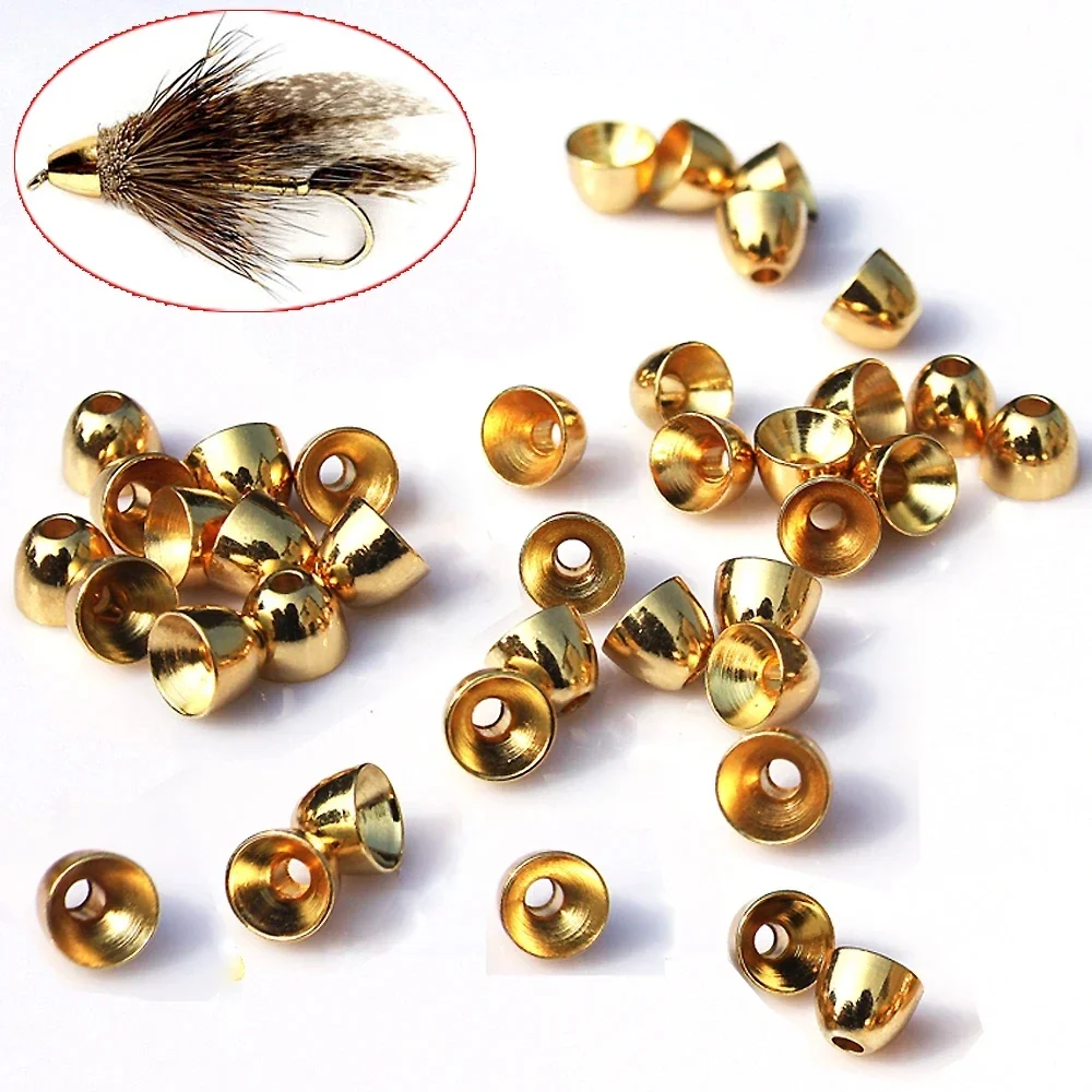 MNFT 24Pcs Brass Salmon Tube Fly XS Coneheads for Fly Tying Golden Silver Color