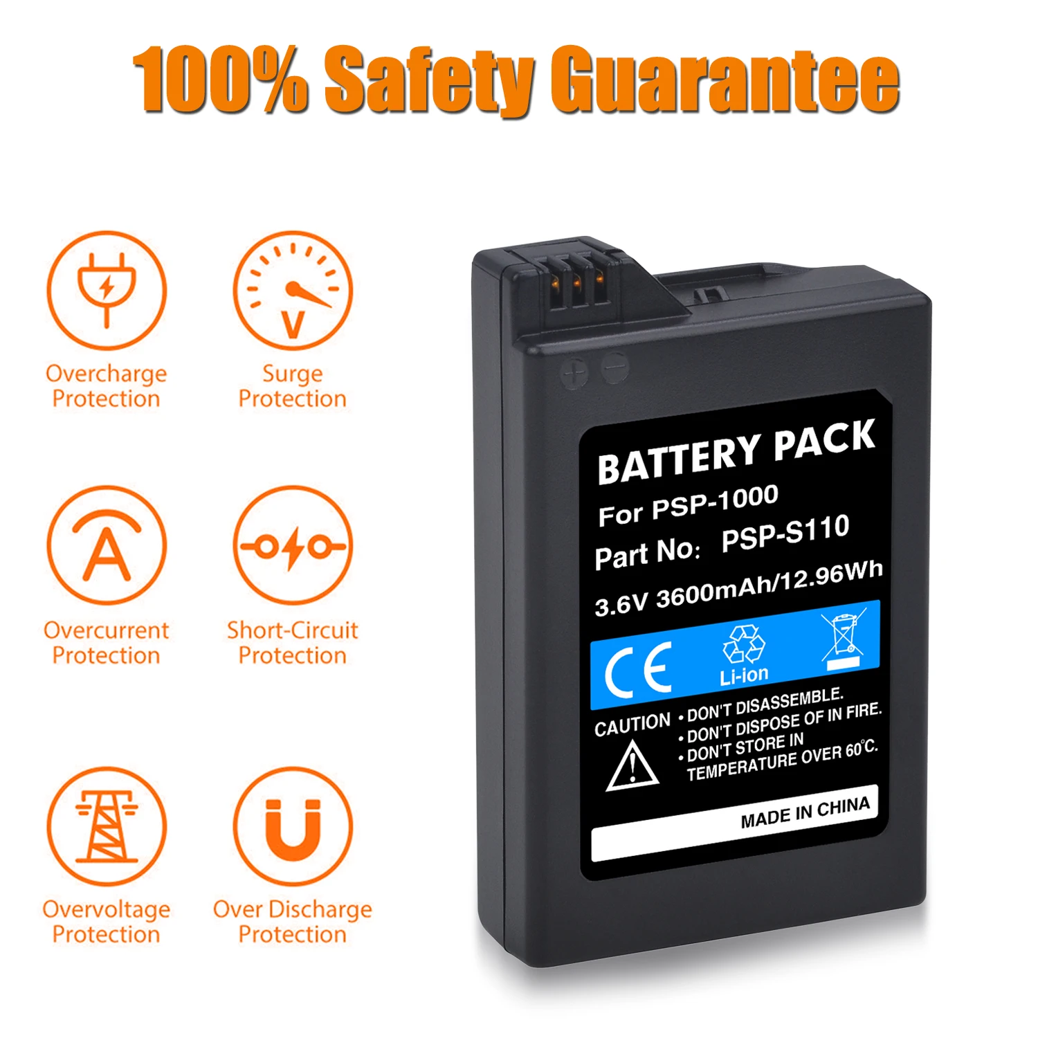 3600mAh Batterie PSP-110 pour Sony PSP 1000 PSP1000 1001 1002 1003 1004 1005 1006 1007 1008 1010 Série PSP Console Gamepad