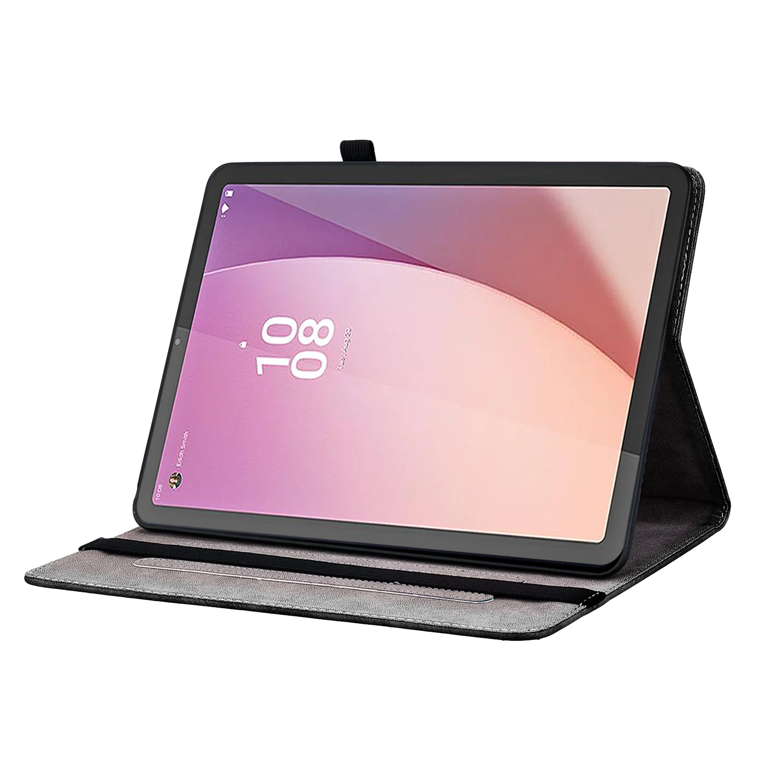 For Lenovo Tab M9 Leather Case Pattern Printed Stand Tablet Cover with Card Slots - Pink Butterfly