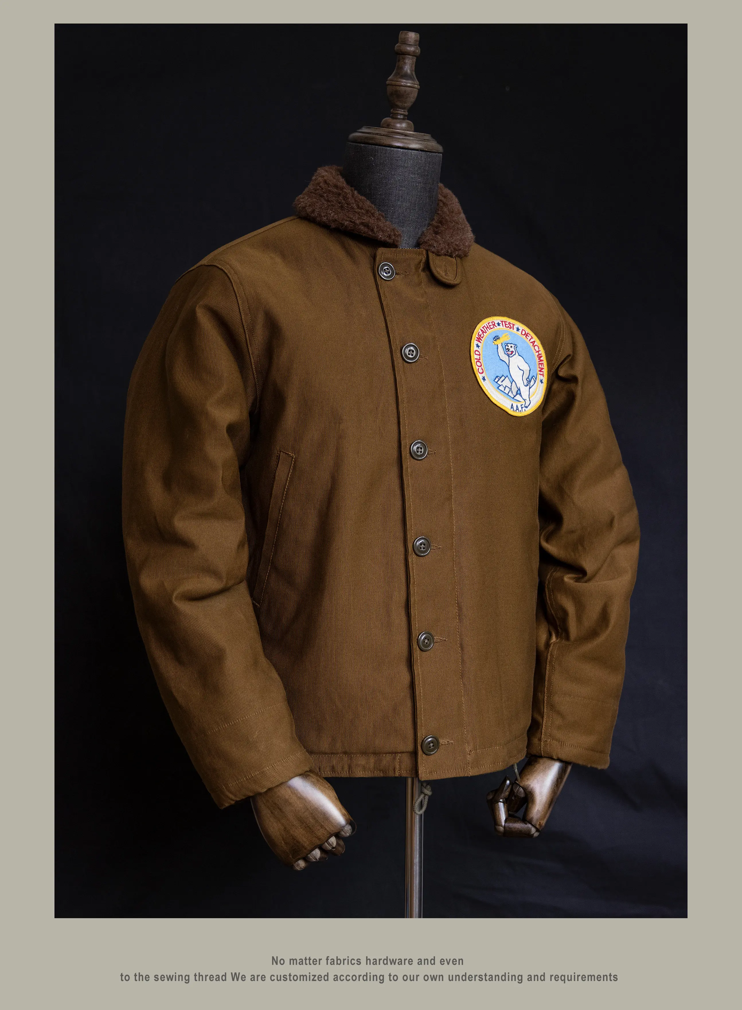 Red Tornado N-1 Deck Jacket Men US Navy Military Coat Loose Fit Thick Wool Lined Vintage Workwear Autumn Winter Outerwear