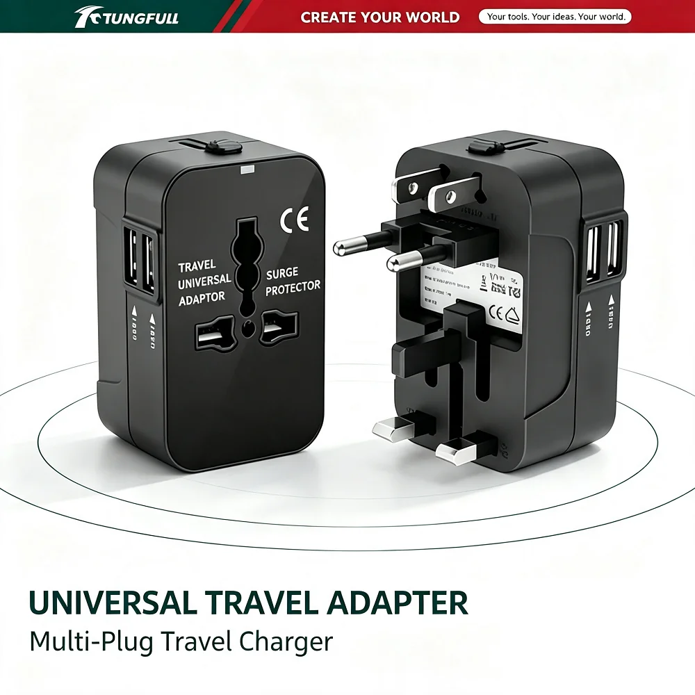 TUNGFULL Universal Travel Adapter Global Power Conversion Socket All In One EU UK US AU Plug Converter For Overseas Journey