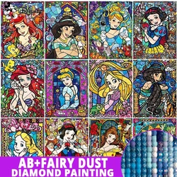 AB Stained Glass Diamond Painting Fairy Dust Disney Character 5D Embroidery Princess Full Square Round Cartoon Mosaic Home Decor
