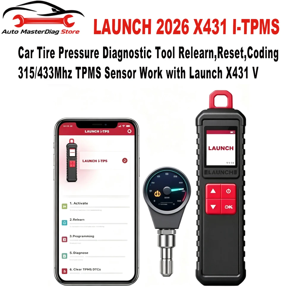 2026 LAUNCH X431 I-TPMS Car Tire Pressure Diagnostic Tool Relearn,Reset,Coding 315/433Mhz TPMS Sensor Work with Launch X431 V