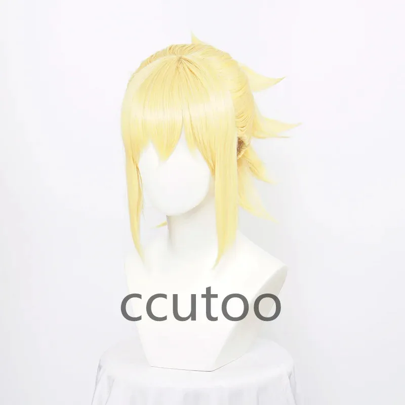 

zizi 2025 ccutoo Synthetic Hair Kohaku Anime Dr.Stone Cosplay Golden Ponytail Heat Resistance Costume Wigs+ Free Wig Ca