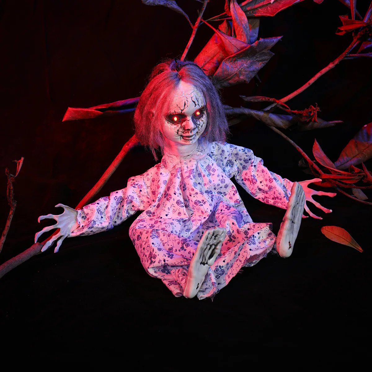 

Хэллоуин ужас висит призрак светодиодный свет излучение голосовое управление призрак кукла для дом с привидениями косплей вечерние украшения сцены