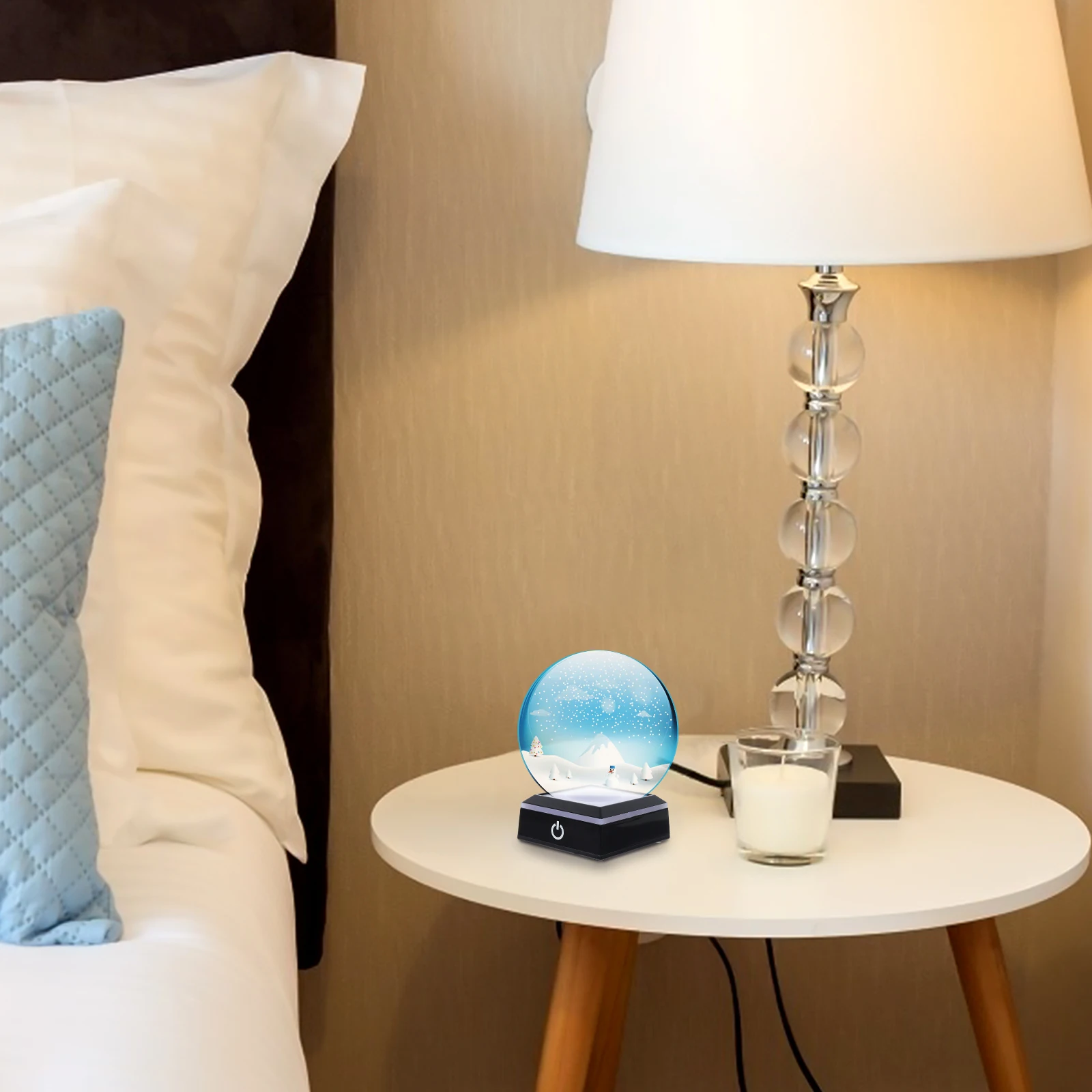 

1Pcs Glowing Crystal Balls Base Plastic Luminous Pedestal Exquisite Square Craft Stand for Home Decor Shelf Lighting Accessory