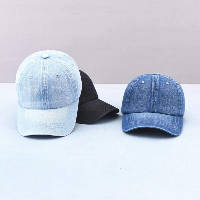 Vintage solid baseball cap Washed denim sports hat Men outdoor snapback hats fishing cap Women sunscreen hats