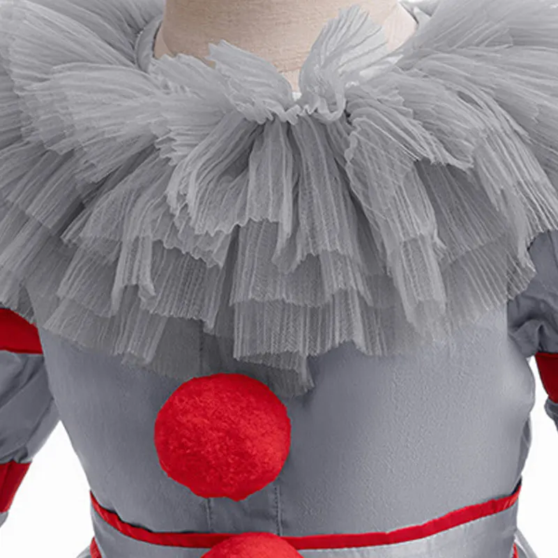 Gruseliges Graues Joker-Clown-Kostüm für Kinder Schreckliches Cosplay-Set 2026 Halloween Karneval Party Outfit Jungen Mädchen – Detail 10