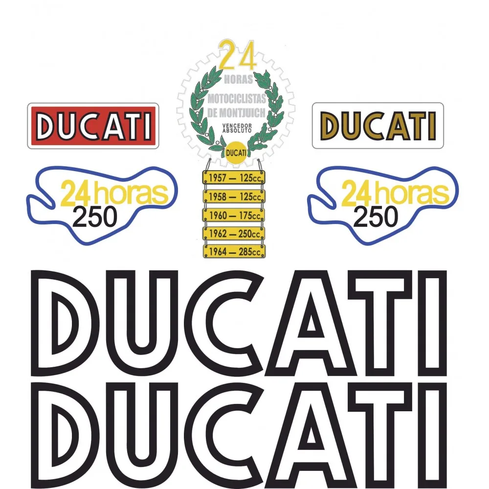 Set of Classic Motorbike compatible stickers  DUCATI 24 HOURS 2nd SERIES