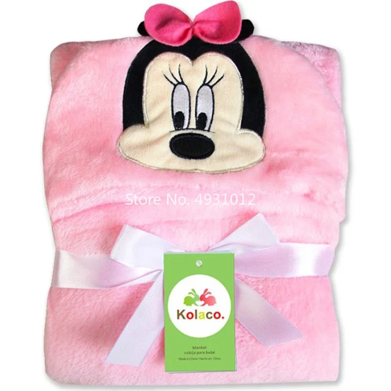 Anime Baby Bath Blankets Mickey Minnie Stitch Cute Cartoon Shape Kids Hooded Blanket Bathrobe Cloak Receiving Neonal 96x76cm