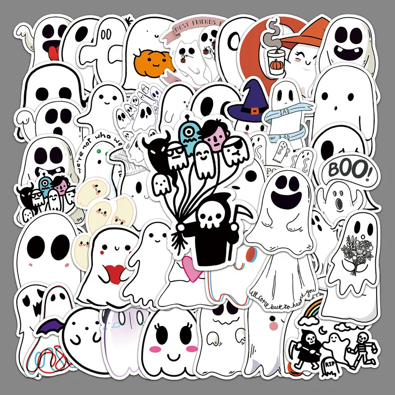 Halloween Stickers 50pcs Cute Pumpkin Ghost Monster Bat Sticker Set For Kids Notebook DIY Decoration kawaii