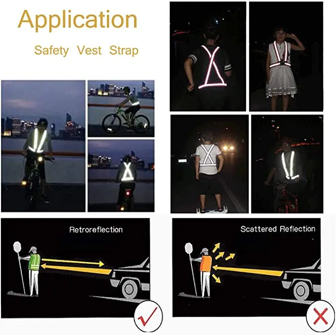 Reflective Bands Elastic Armband Wristband Ankle Leg Straps Safety Reflector Tape Straps for Night Jogging Safety Jacket Vest