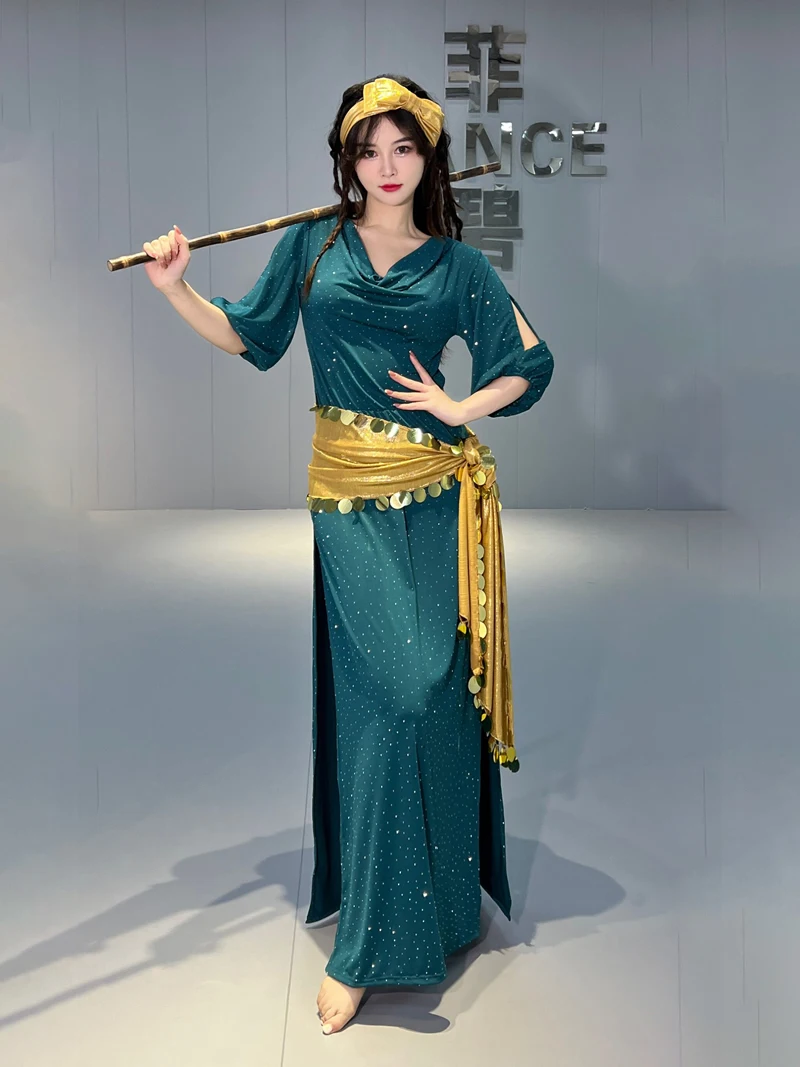 

customized women's adult belly dance costume practice performance jumpsuit robe ballroom dress standard fringe skirt latin dress