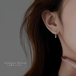 925 Sterling Silver Hot Sale Ball hoop Earrings Simple Temperament Exquisite Hot Semale Sexy Jewelry Gift