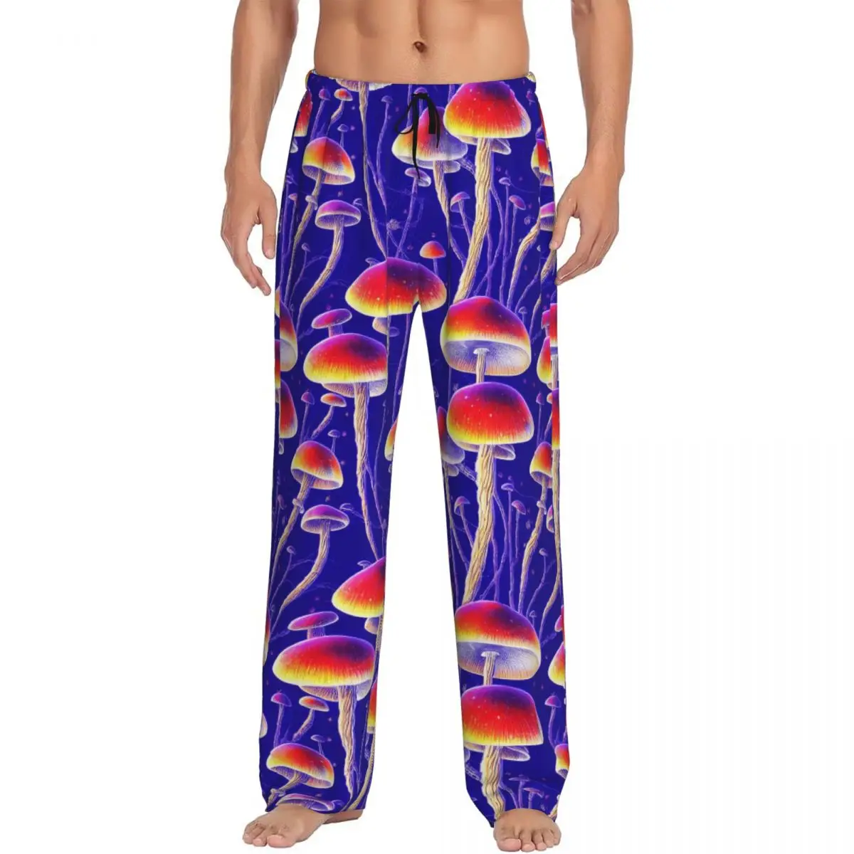 Custom Magic Mushrooms Pattern Design Pajama Pants Men Sleepwear Sleep Lounge Bottoms with Pockets