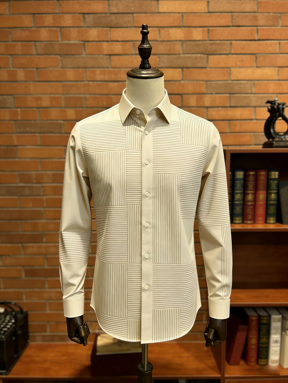 Men's Light Luxury Business Dark Stripe Printed Shirt Long-sleeved Lapel Button Hawaiian Beach Shirt Outdoor Party Mens Clothing