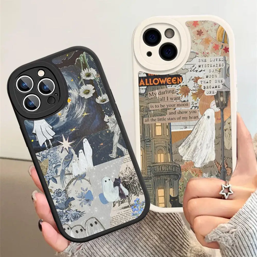 

Cute Cartoon Ghost Phone Case Hard Leather For iPhone 14 13 12 Mini 11 14 Pro Max Xs X Xr 7 8 Plus Fundas