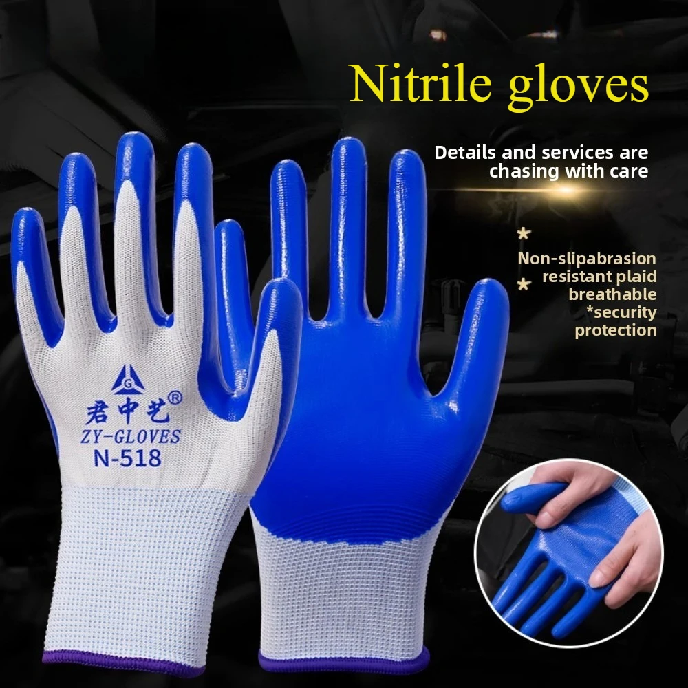 Handschuhe Arbeitsversicherung Arbeit verschleißfeste rutschfeste Nitrilkautschuk Arbeitsplatz Arbeitshandschuhe dünne Goth Guantes de Trabajo Homme
