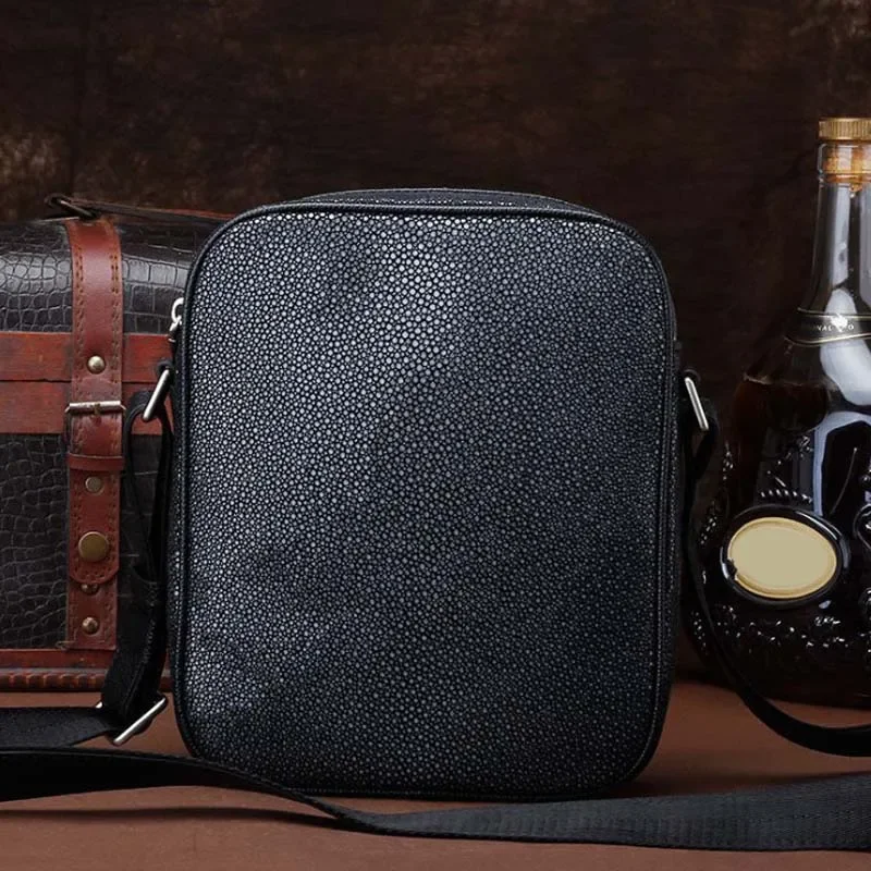 

ourui new selling male Single shoulder bag aslant black leather men bag