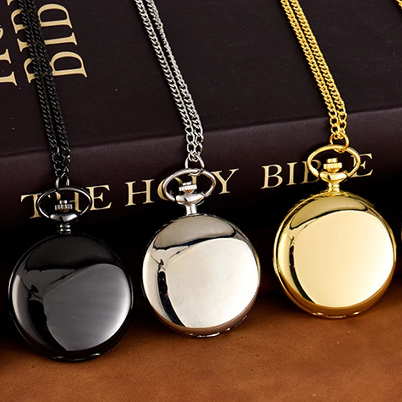 Vintage Luxury Smooth Matte Case Quartz Pocket Watch for Men Roman Numeral Fob Chain Man Necklace Pendant Clock Collection Gifts