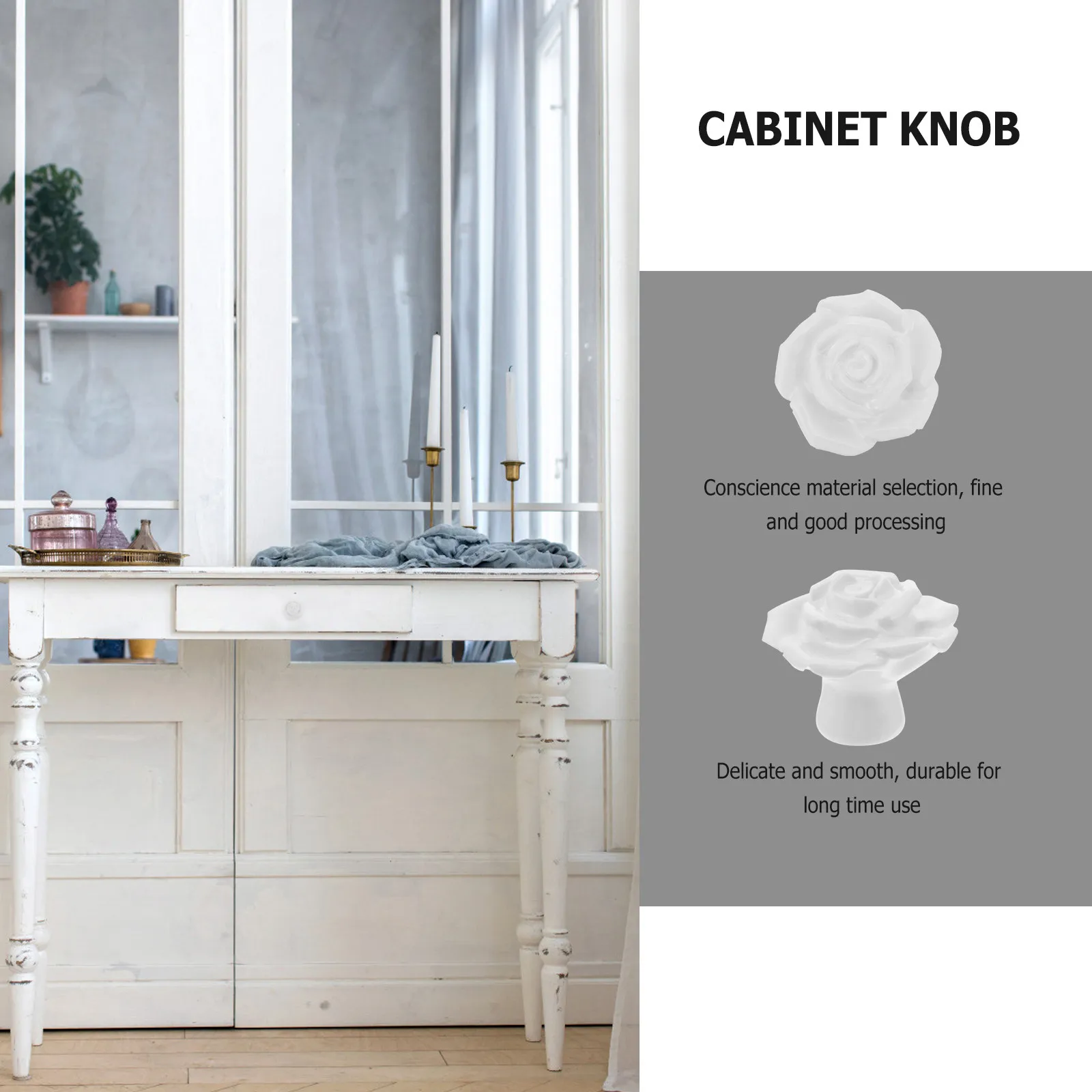 

8Pcs Door Knob Ceramic Cabinet Handle Retro Flower Shape for Drawer Cupboard Furniture Home Improvement Door Pull Handle