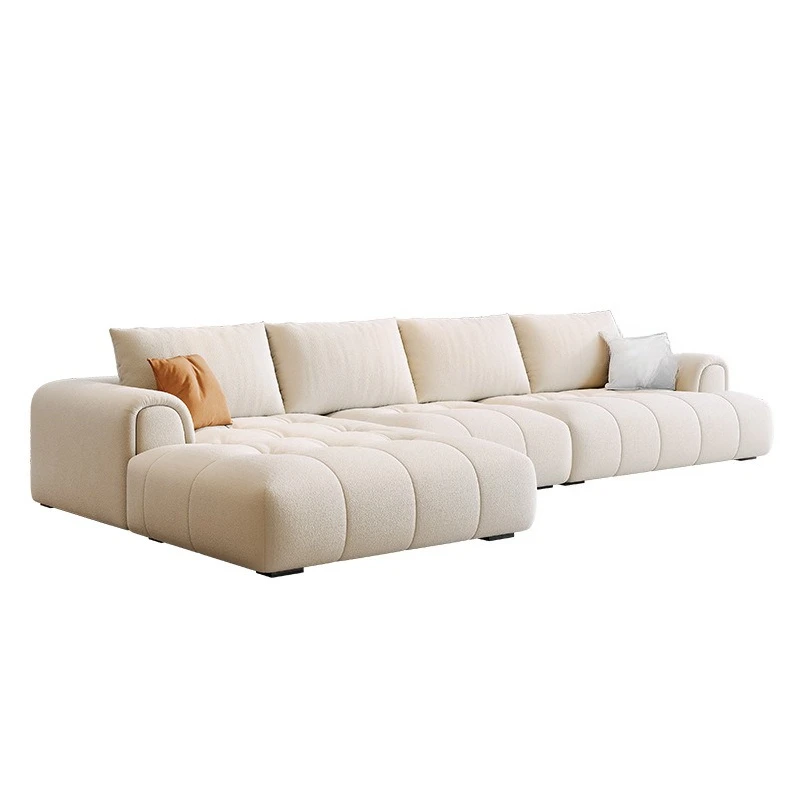 

Modern simple princess corner combination size apartment living room cream wind puff cat scratching fabric sofa