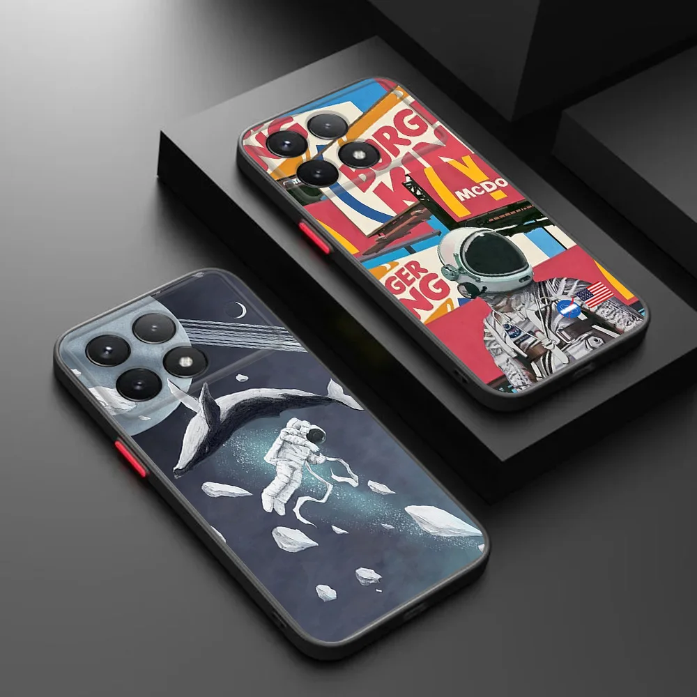 Coque de téléphone pour Xiaomi Poco X3 Pro F3 X4 13 14 X5 M5 C40 C50 C51 K40 météore lune univers baleine Redmi 13c, couverture translucide mate