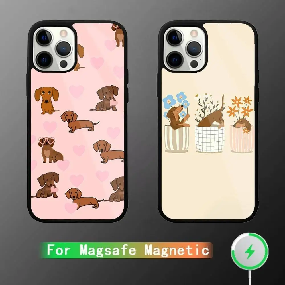 

Cute Dachshund Phone Case For iPhone 17,16,15,14,13,12,11,Pro,Max,Plus,Mini,SE4,E Magnetic Magsafe Wireless Charging