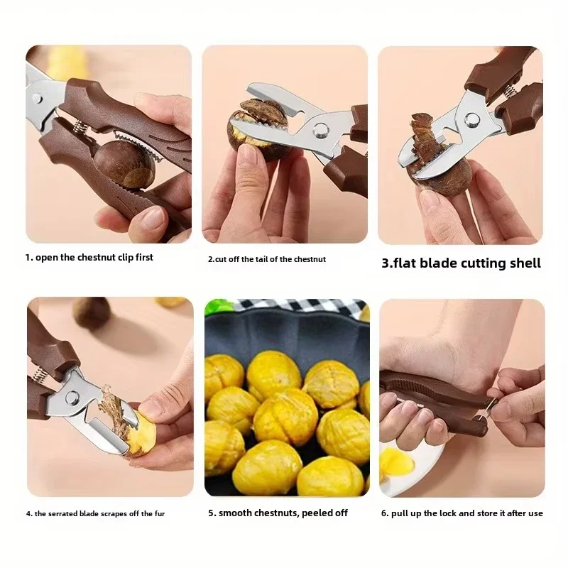 Creative Chestnut Clip Stainless Steel Walnut Clip Multi-functional Sheller Chestnut Peanut Opener Kitchen Tools Cutter Gadgets
