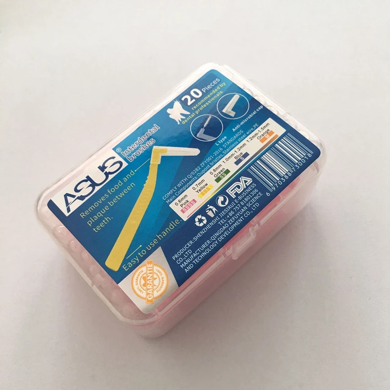 Escova Ortodôntica ASUS-L-Type, Escova Interdental, Clearance Cleaner, 0.6mm, 60Pcs