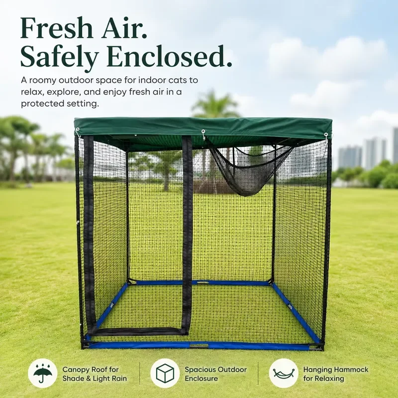 Portable Foldable Pet Fence Box with Zipper Multifunctional Outdoor Dog Hammock Weathering Cotton Metal Mesh Cat and Dog