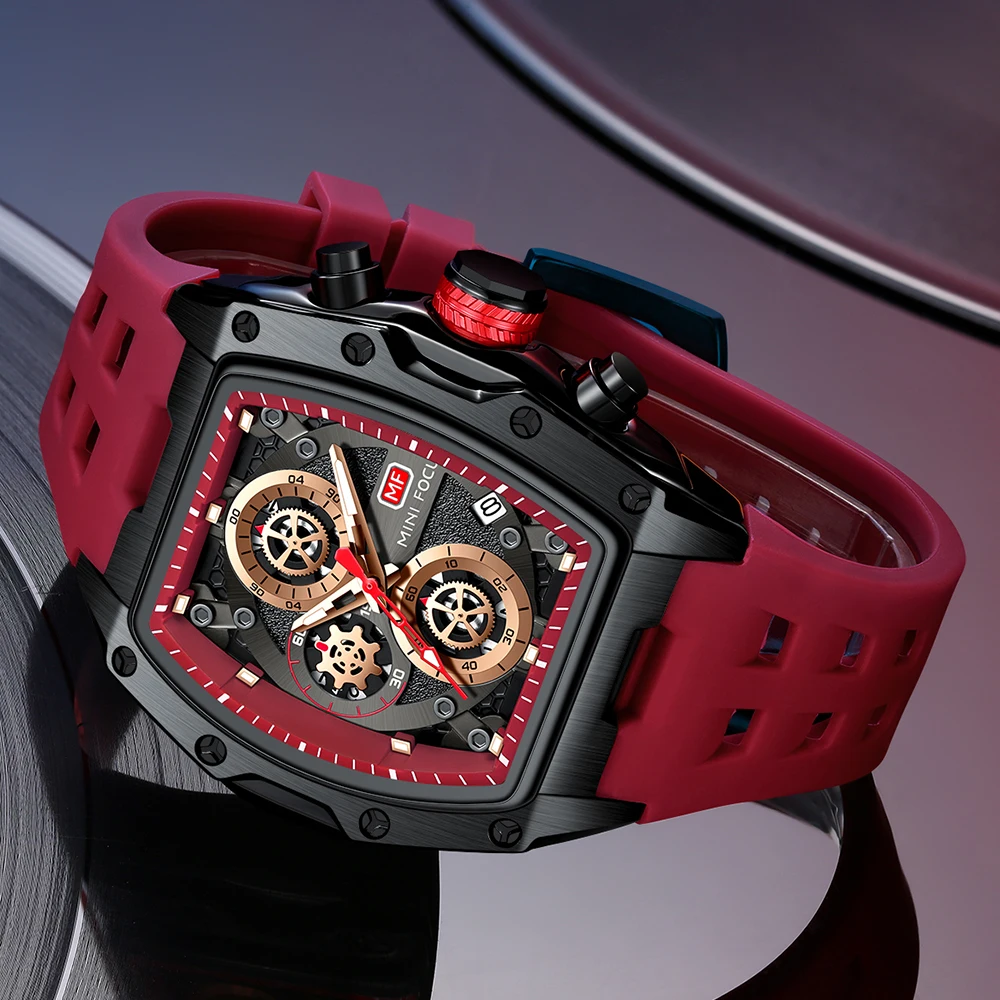 Multifunctional Quartz Watch for Men Calendar Silicone Strap Fashion Sports Mens Watches Top Brand Luxury MINI FOCUS Wristwatch