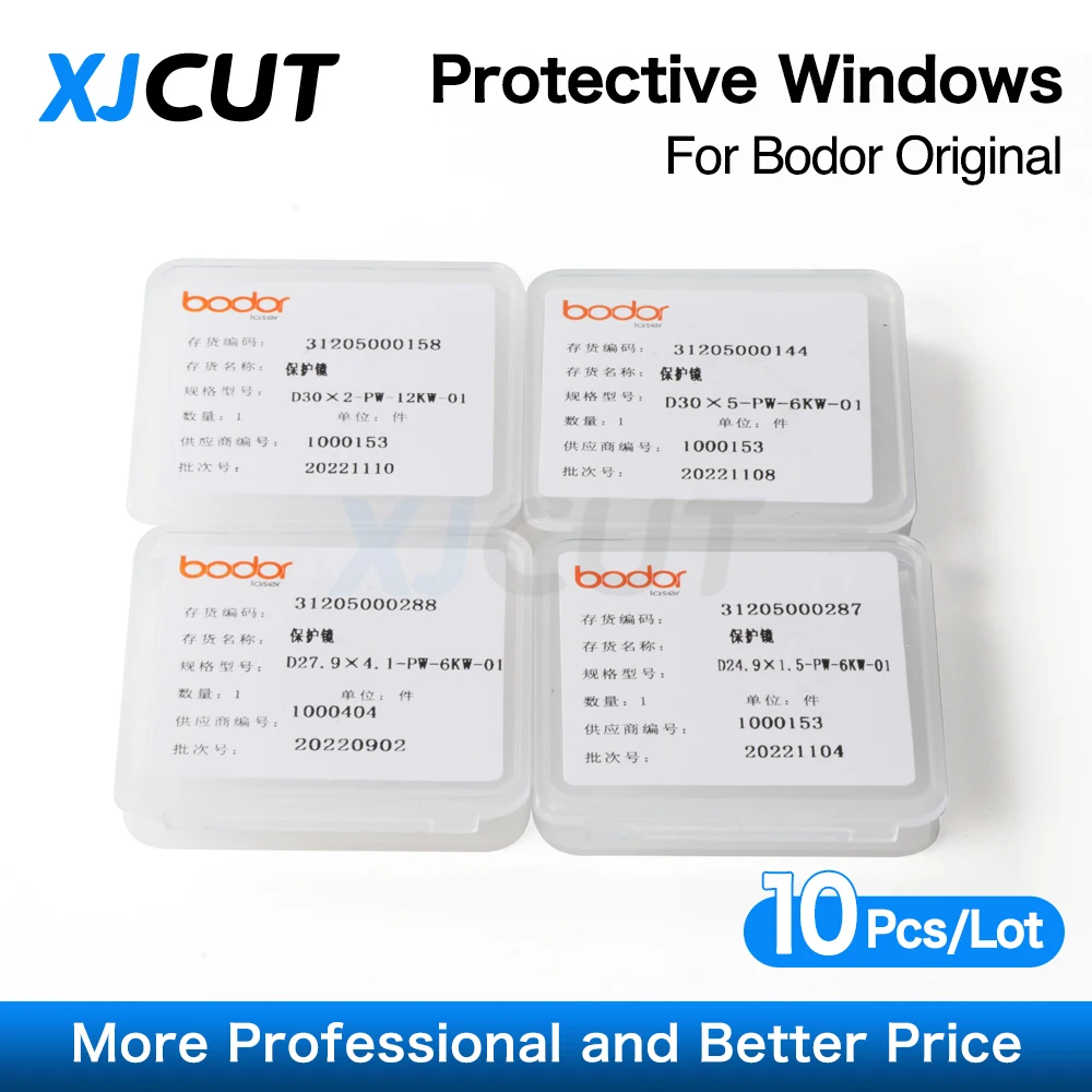 XJCUT 10 pz/lotto Bodor Original Protective Windows 27.9x4.1 30x5 37x7 lente Laser a fibra per testa di taglio Laser a fibra Bodor