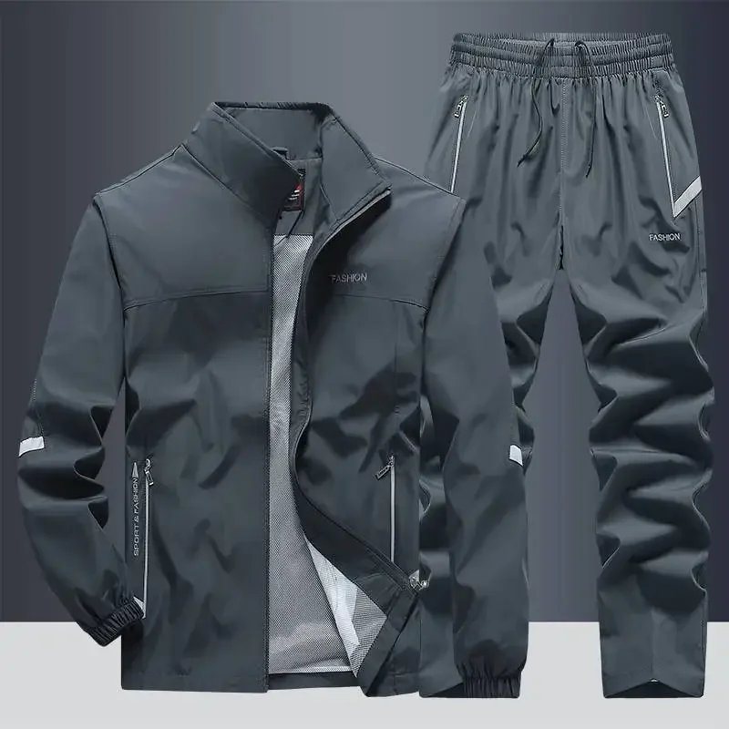 2024 Outdoor Hiking Sportswear Men's Running Sets Jogging Sports Jacket+Pants Sweatsuit Student Basketball Workout Clothes