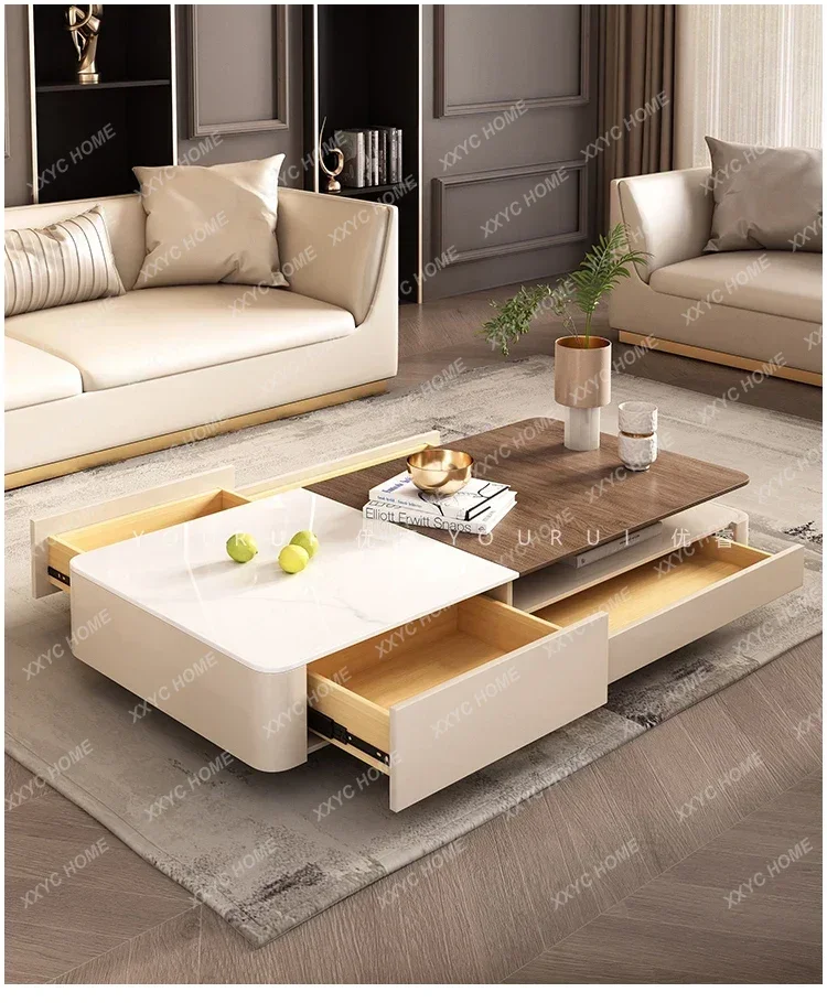 Hcoffee table walnut grain rock slab desktop rectangular living room household coffee table