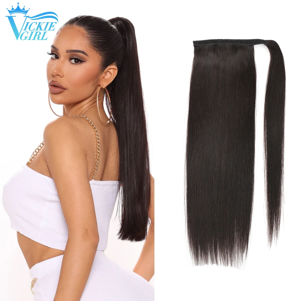 Ponytail Human Hair Wrap Around Drawstring Brazilian 14-26 inch 100% Human Hair Ponytail Extensions 60g/80g/100g/120g/150g