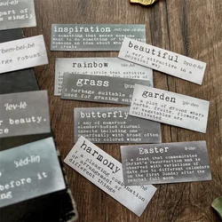 16pcs Black White Gray English Word Stickers Retro Junk Journal Ephemera Collage Album TN Decoration DIY Scrapbooking Material
