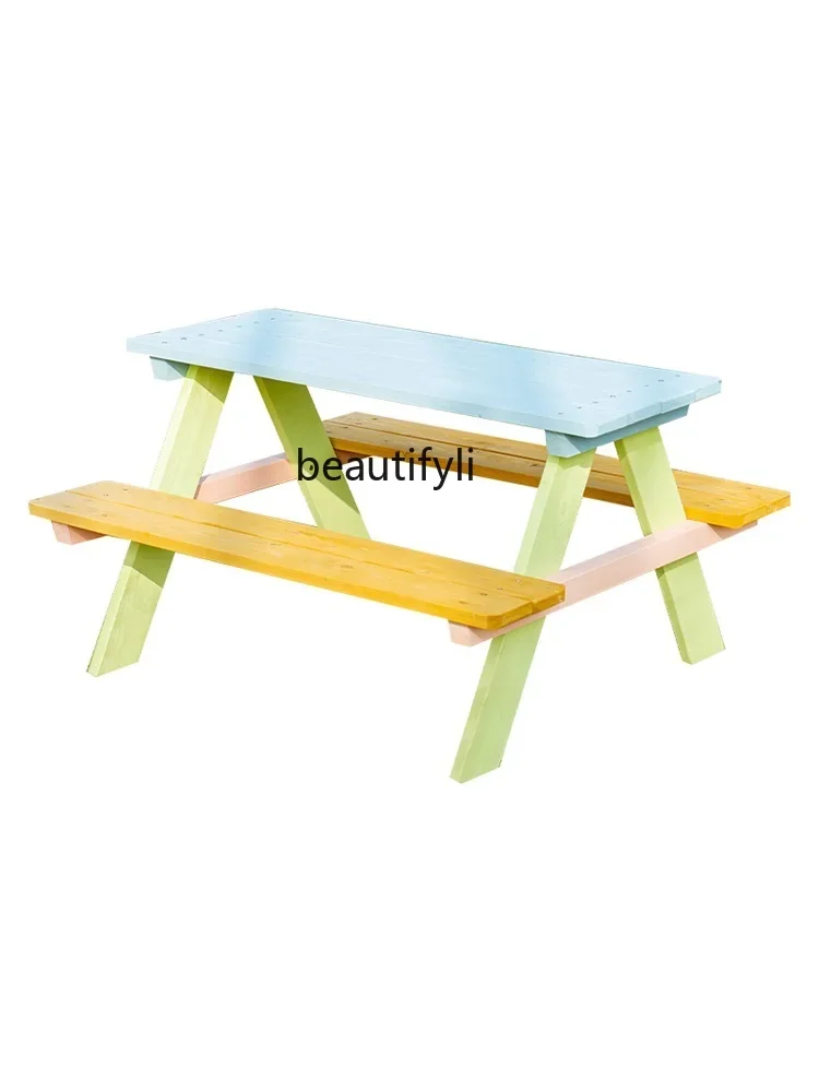 

Outdoor Desk-Chair Courtyard Gaming Table Special Cover School Outdoor Study Desk Solid Wood