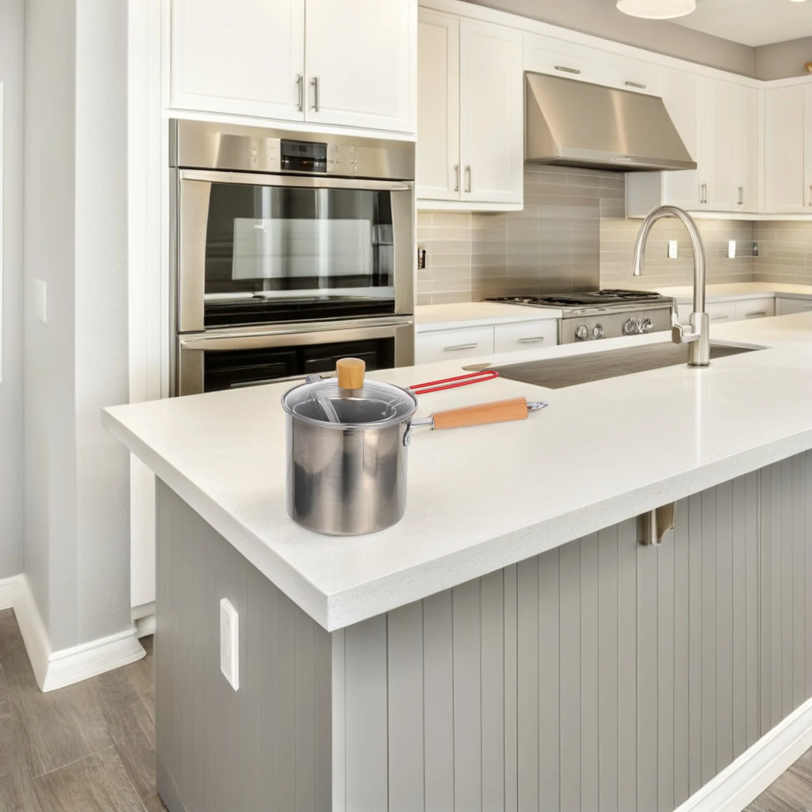 

3L Deep Fryer Pot Stainless Steel Construction with Strainer Basket Multifunctional for Fried Food Preparation in Household