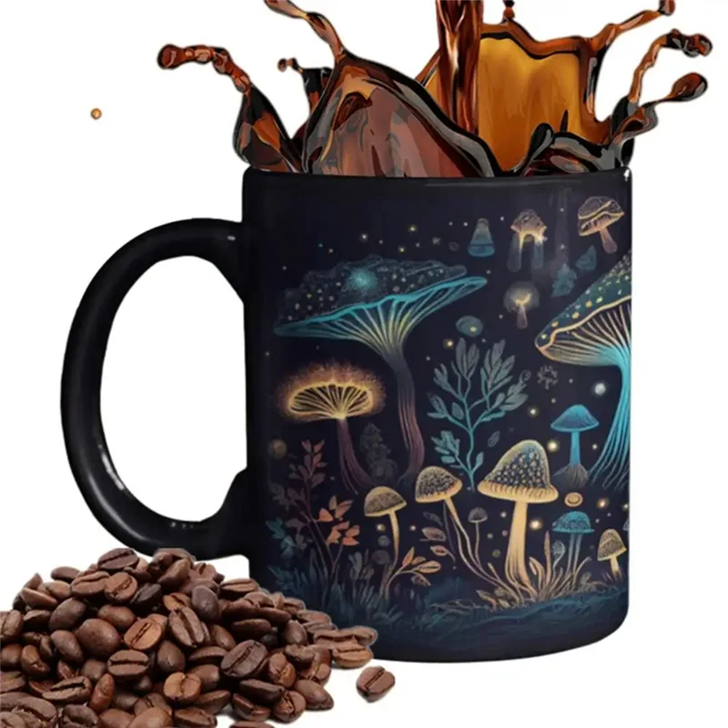 ABBN-Mushroom Tea Mug 3D Magic Mushrooms Coffee Cups Color Changing Tea Milk Water Cup Birthday Gifts For Women Durable