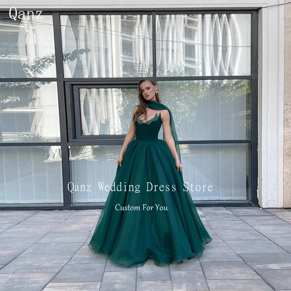 

Qanz Изумрудно-зеленые блестящие вечерние платья Милая Роскошные Vestidos Para Mujer Женские вечерние платья принцессы 2026 по индивидуальному заказу