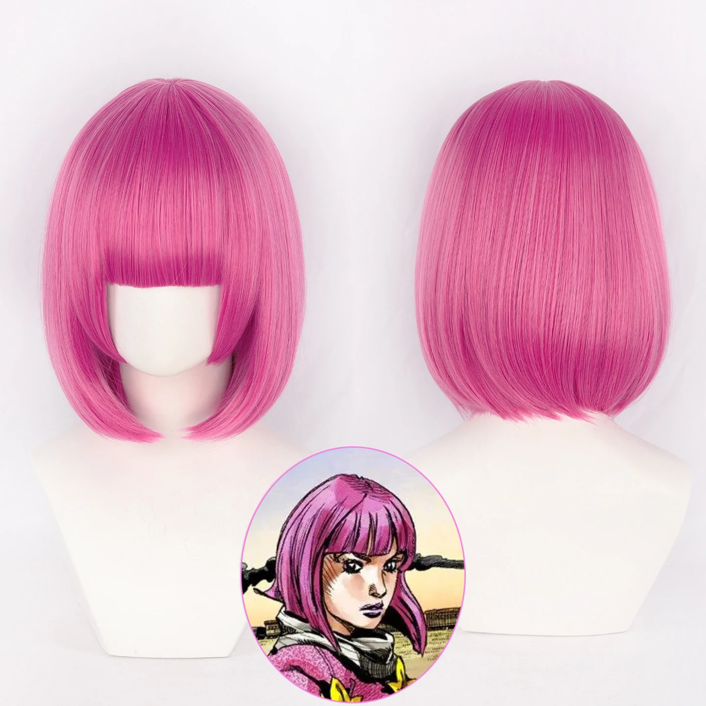 Anime JOJO Hot Pants Cosplay Perücke Rollenspiel Rosa Haare Synthetische Faserhaare für Frauen