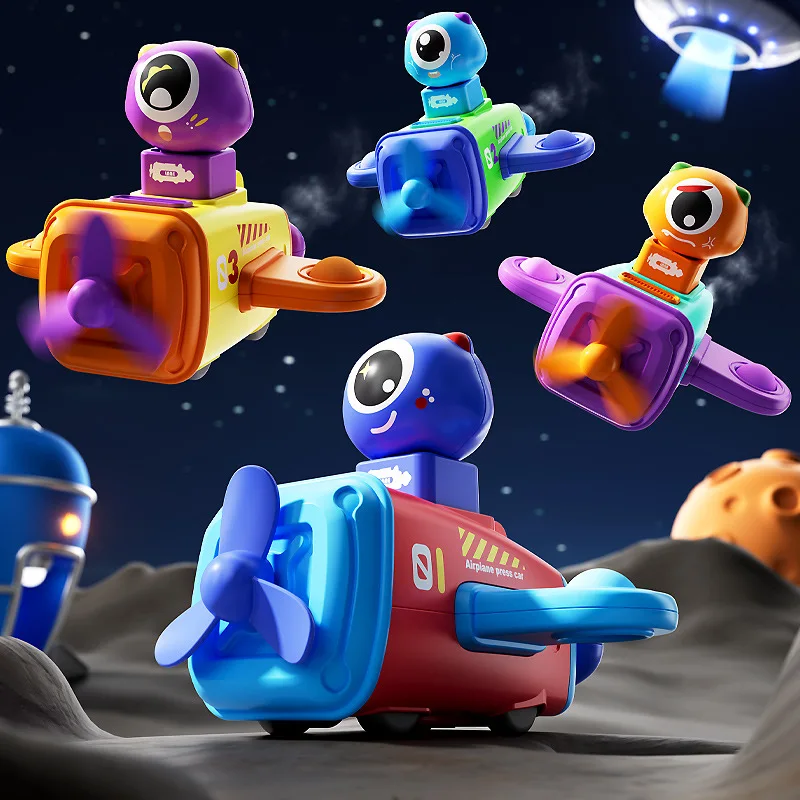 Press to Go Car Toys for 18M+, Baby Airplane Race Cars, Infant Push Go Play Vehicle Set, Boys Pull Back Friction Car, Birthday C