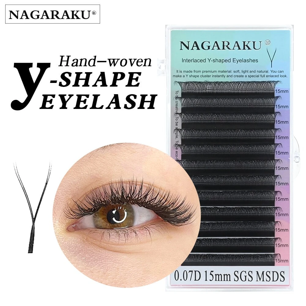 YY Shape Double and Triple Tips Eyelash Extensions Hand Woven Premium Soft Natural Interlaced Makeup Mesh Net