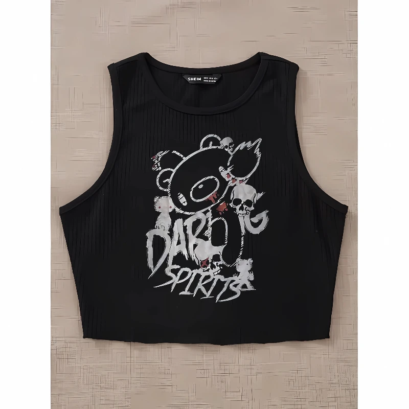2000s Y2k Clothing Gothic Emo Crop Top Aesthetic Grunge Cute Baby T-shirt Retro Women's Punk Pattern Short Sleeved T-shirt