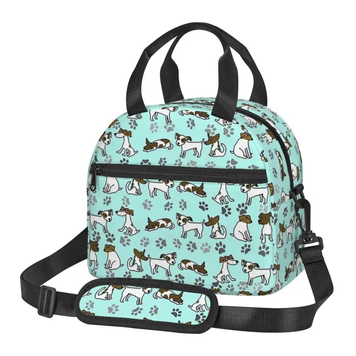 Jack Russell Terrier Cartoon With Light Insulated Lunch Bag for Women Picnic Storage Boxes Cooler Thermal Lunch Box Tote