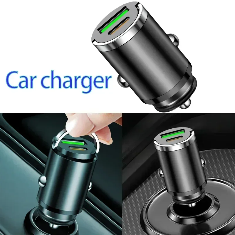 100W/200W Mini Car USB/QC3.0 PD Charger 12-24V Fast Charging Car USB Type C Charger Lighter for Xiaomi Samsung Huawei iPhone