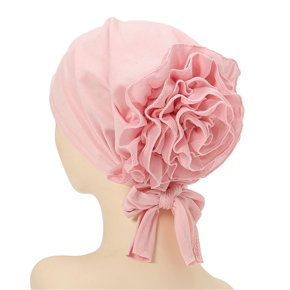 Mulheres muçulmanas chiffon flor turbante underscarf islâmico interior hijab chapéu rendas até gravata volta lenço perda de cabelo gorros bonnet capa